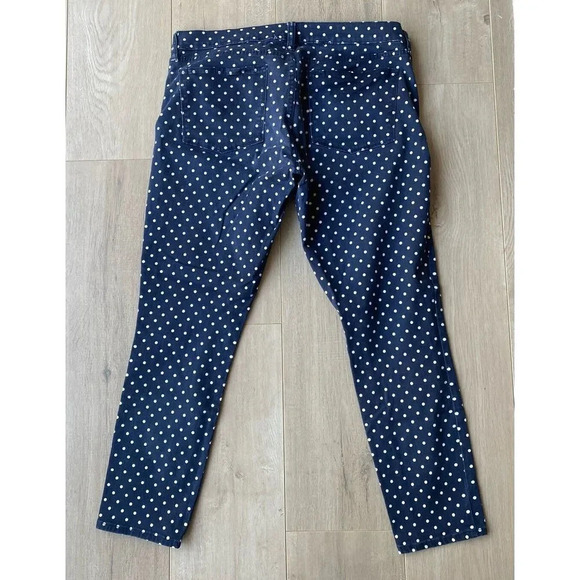 J.Crew Sz 32 Toothpick Skinny Ankle Pants in Navy With White Dots Size - Picture 2 of 7
